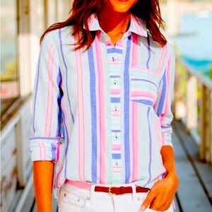 Vineyard Vines Boca Grande Stripe Chilmark Relaxed Shirt Size 0
